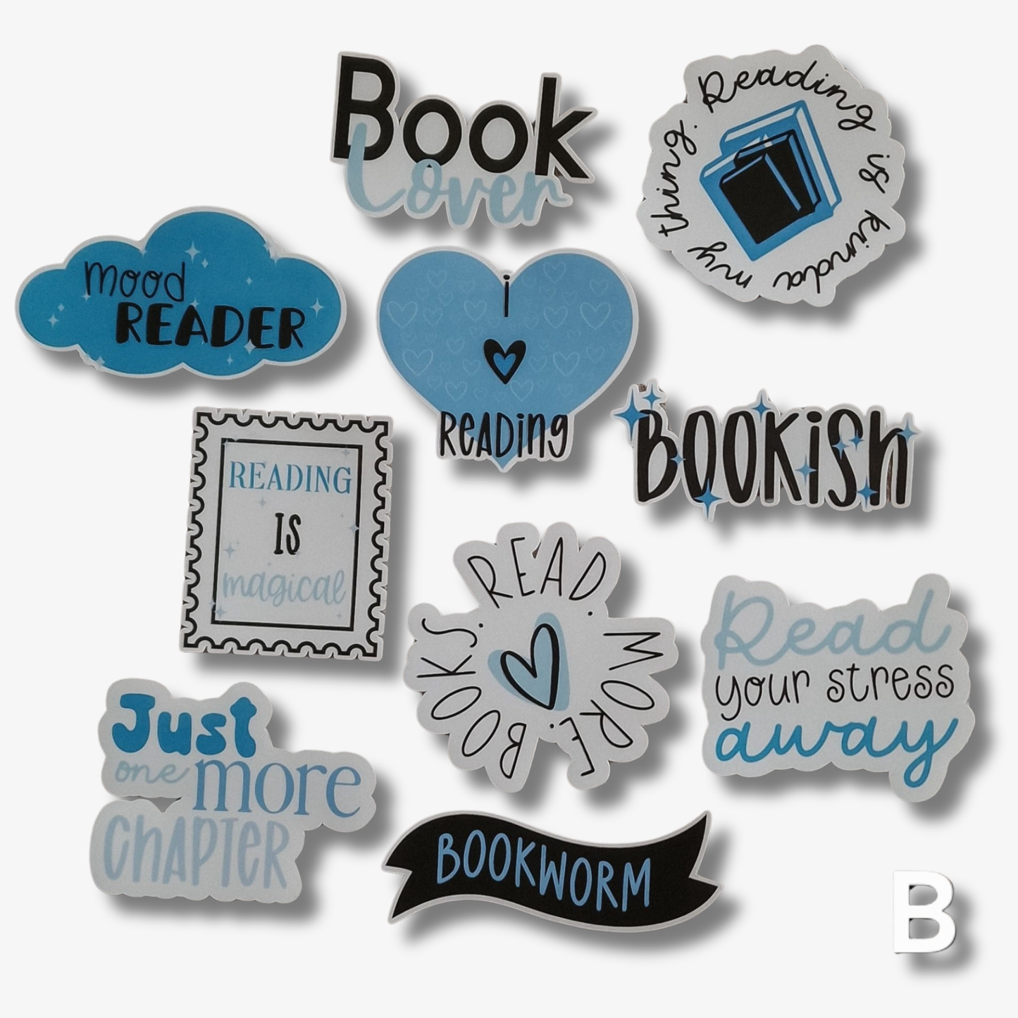 Bookish blue sticker set