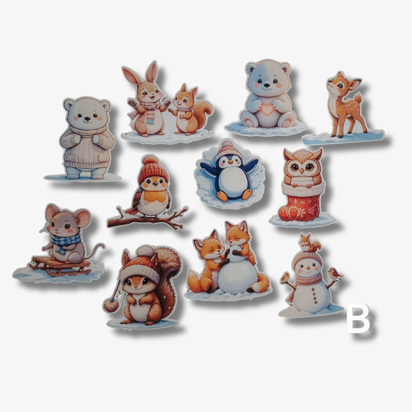 Winter animal sticker set