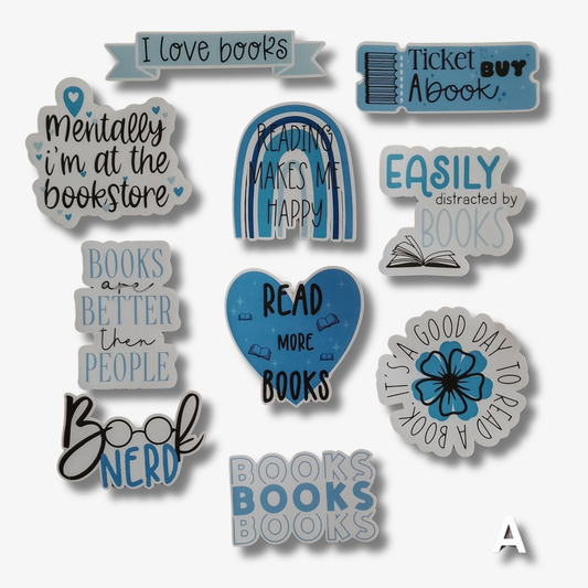 Bookish blue sticker set