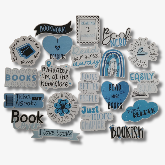 Bookish blue sticker set