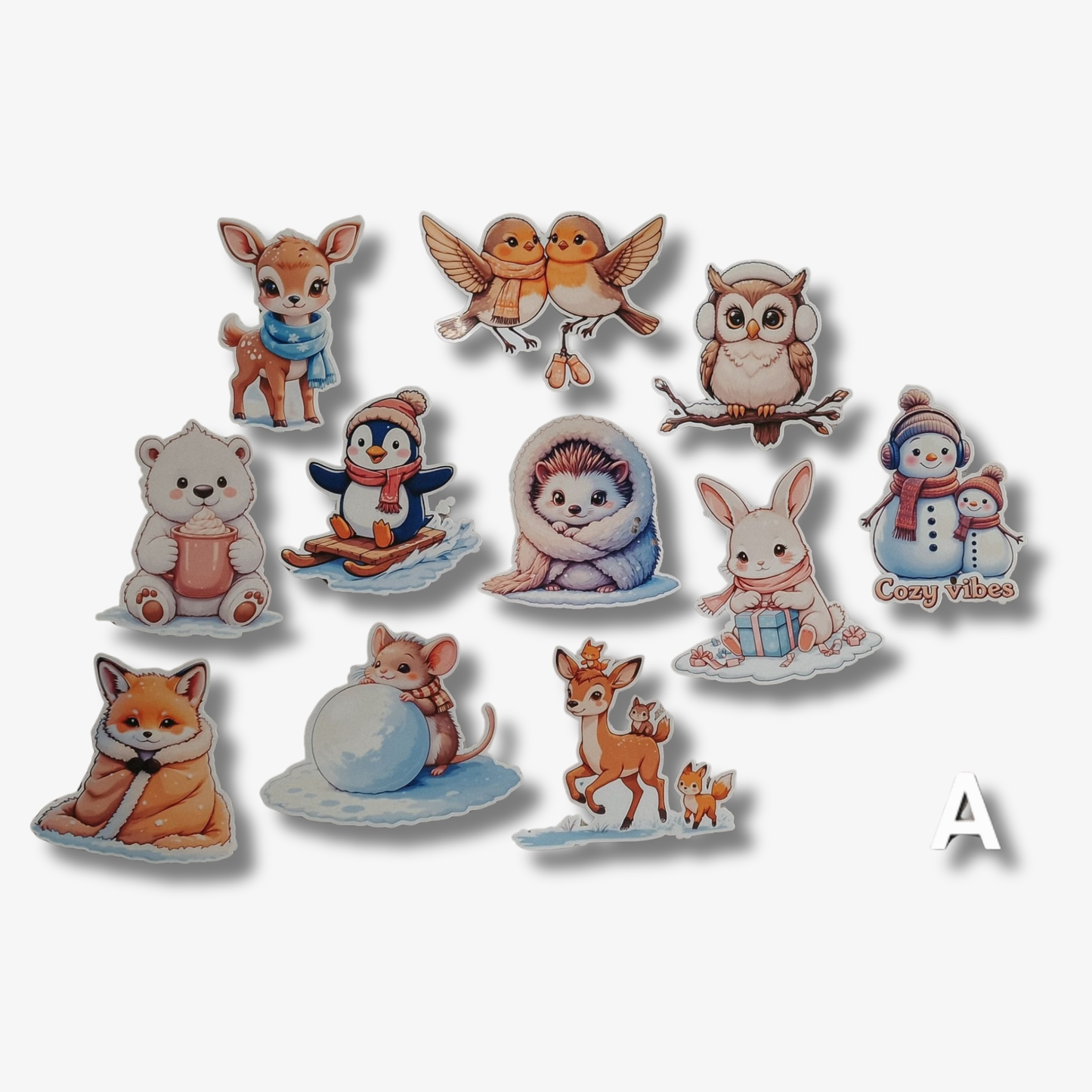 Winter animal sticker set