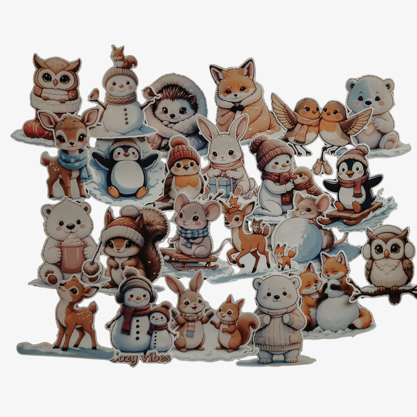 Winter animal sticker set